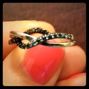 Silver and gemstones ring